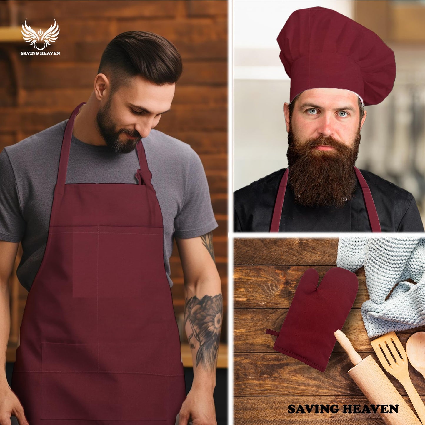 Apron Set (Dark Red Apron Set)
