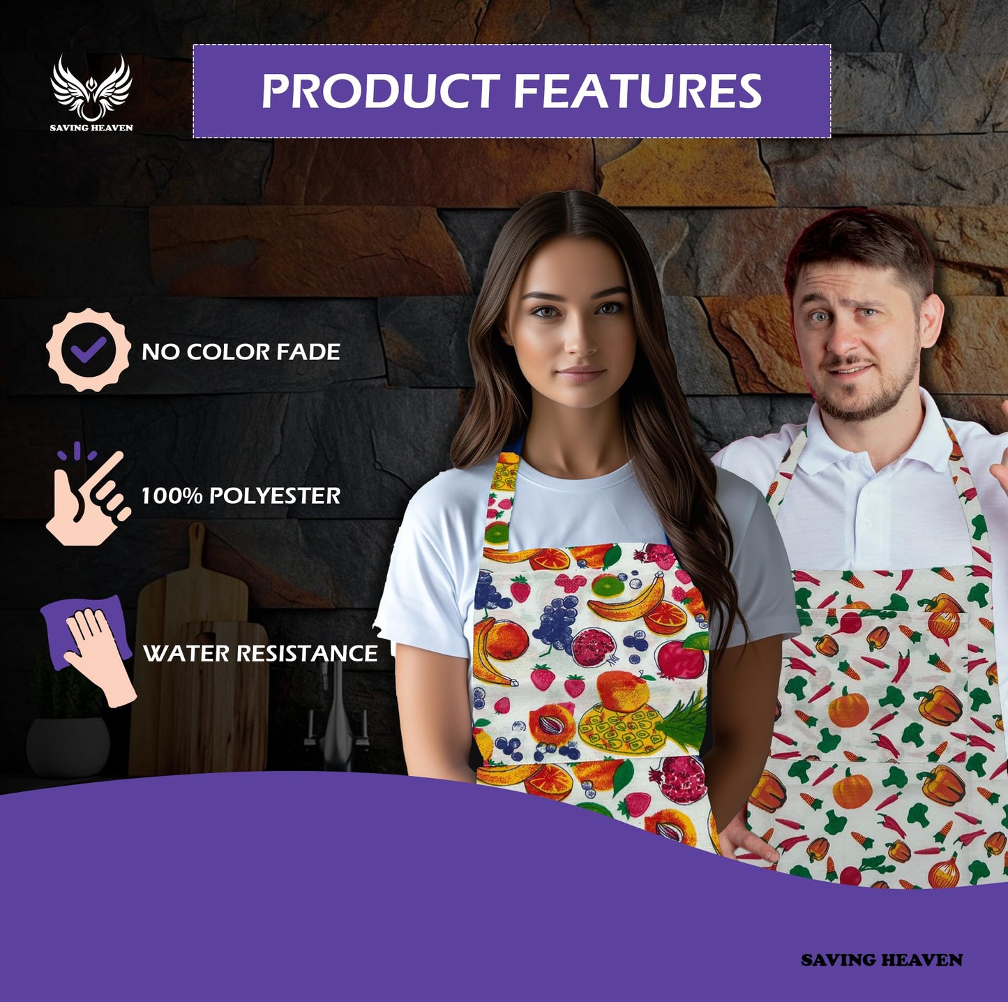 Saving Heaven 2-Pack Unisex Printed Aprons