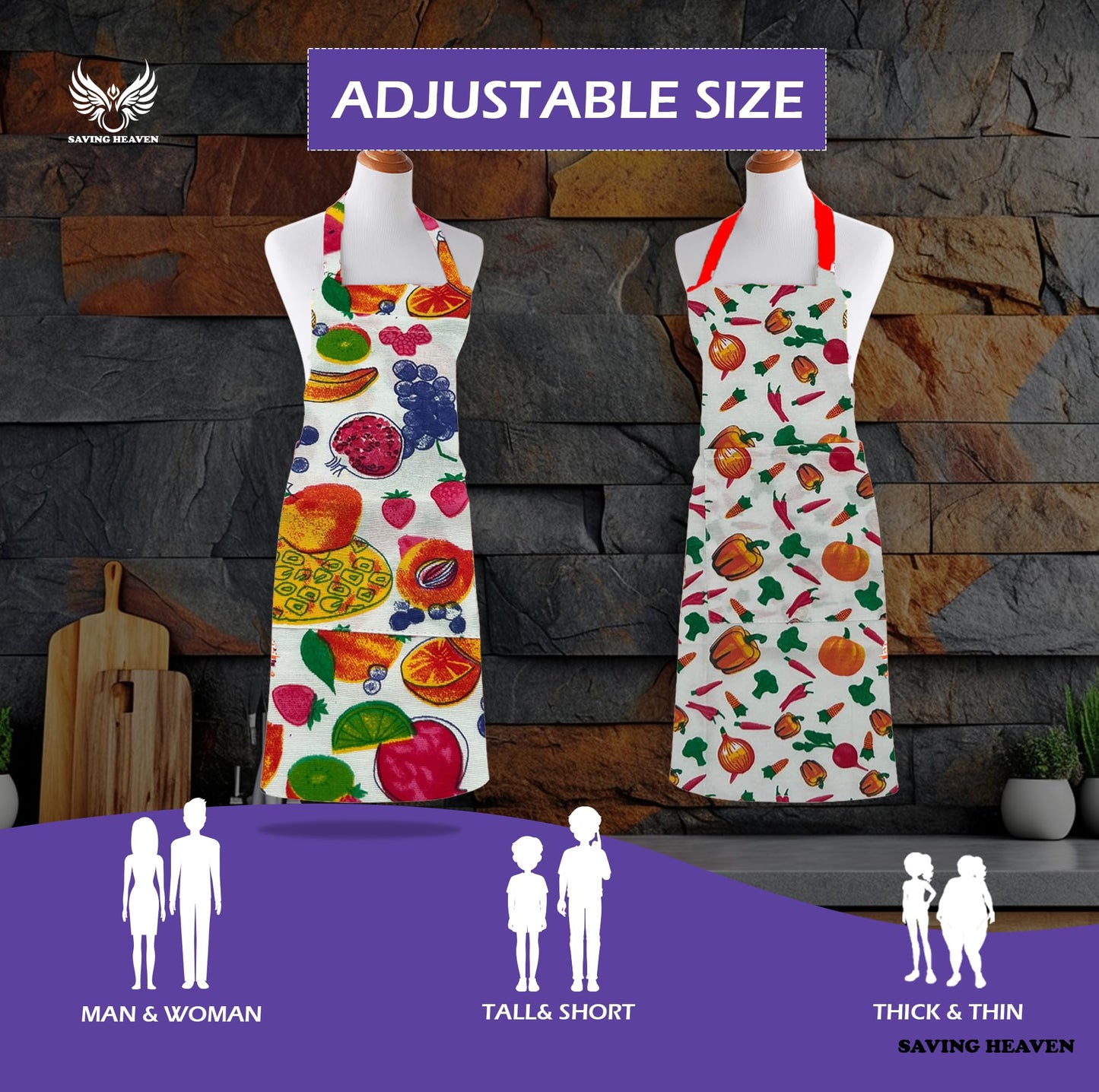 Saving Heaven 2-Pack Unisex Printed Aprons